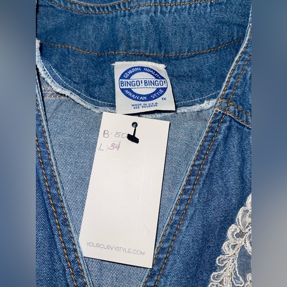 Vintage Lace & Pearl Denim Shirt Size 1X - Picture 6 of 6